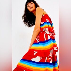 Farm Rio Tucan Rainbow Tiered Ruffle Dress - Size M - 🆕
